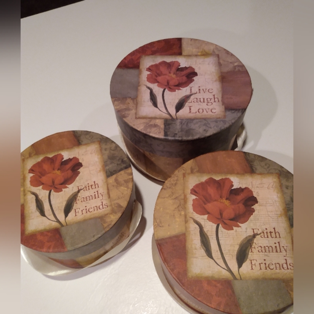 Multicolored Nesting Hat Boxes with Lids, Ribbon Carrying Handles - Picture 3 of 8